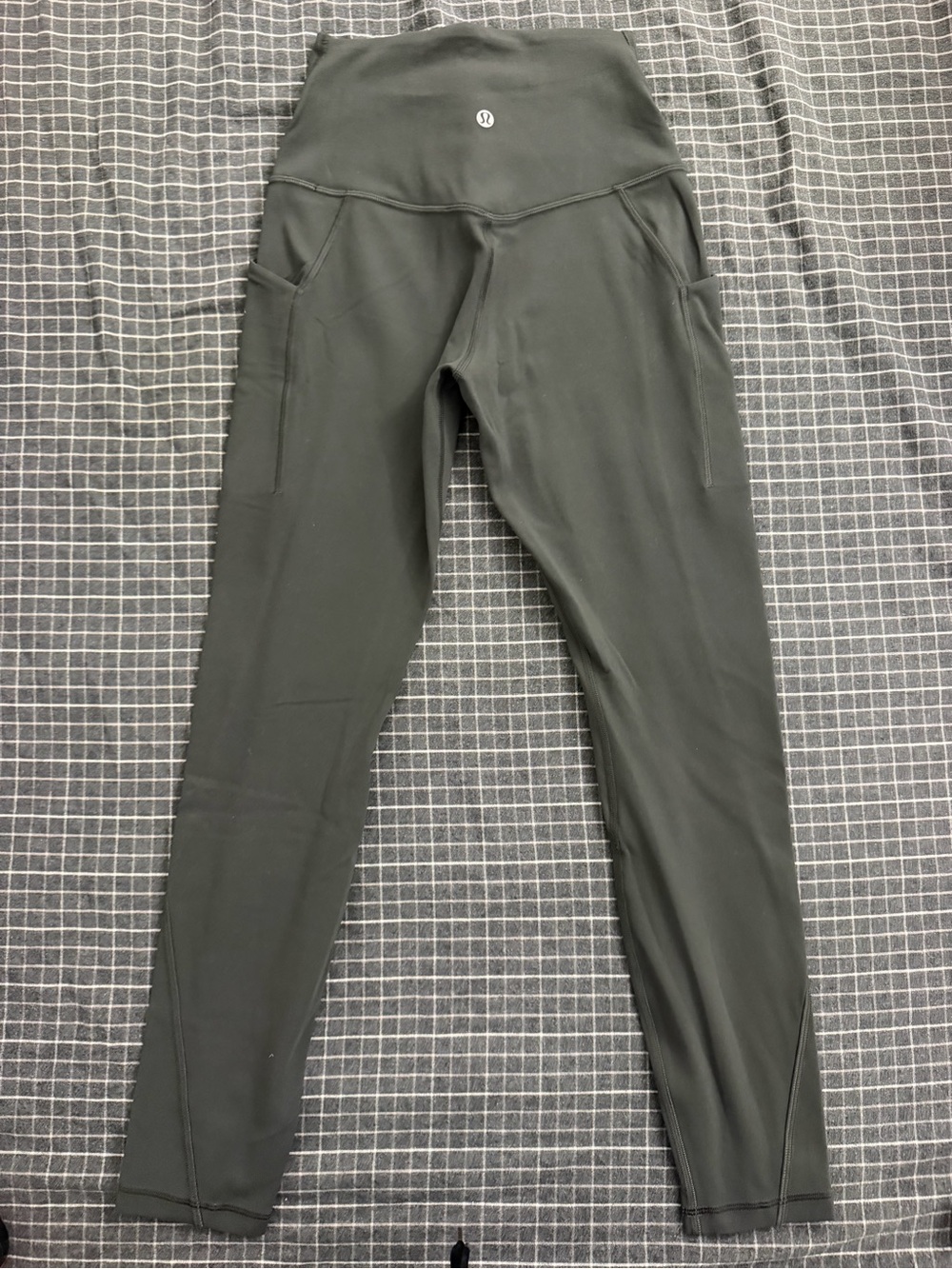Lululemon Align High-Rise Pants with Pockets in a muted grey-green shade